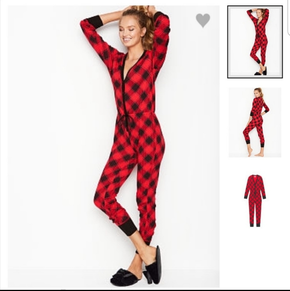 VICTORIA SECRET buffalo check thermal Onsie
